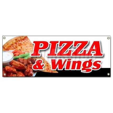 Signmission PIZZA & WINGS BANNER SIGN brick oven new york chicago italian spicy B-Pizza & Wings